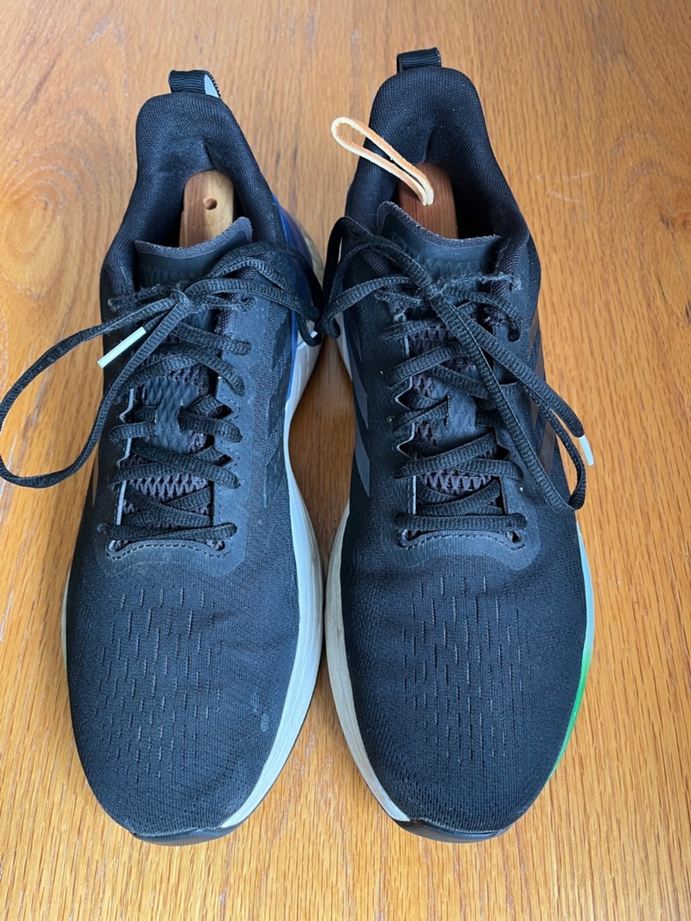 adidas Black Athletic Running Shoes with Blue and Green Accent 11